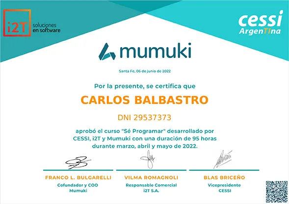 2022 Curso #SéProgramar CESSI, i2T, Mumuki