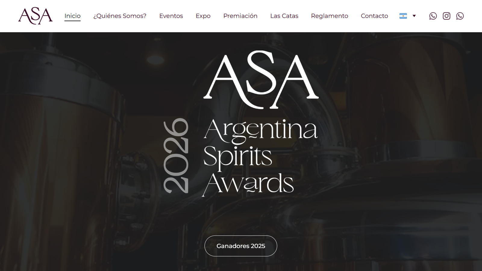 Captura del sitio Argentina Spirits Awards